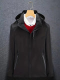 Women's Hooded Stand-Collar Softshell Jacket for Windy Days - Black