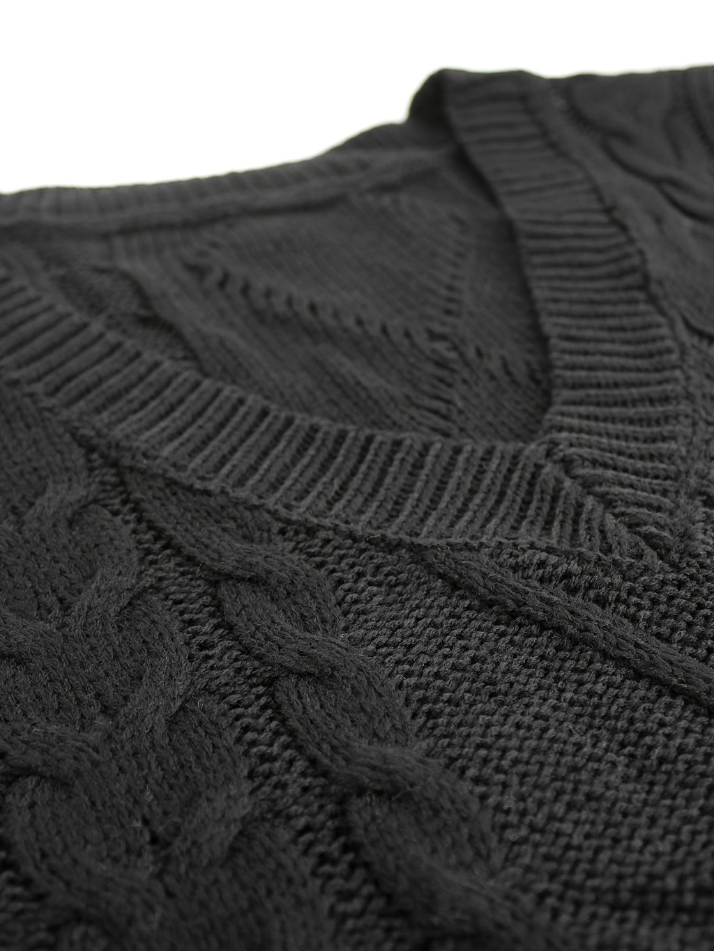 Women's Cable-Knit V-Neck Sweater Vest in a Relaxed Fit