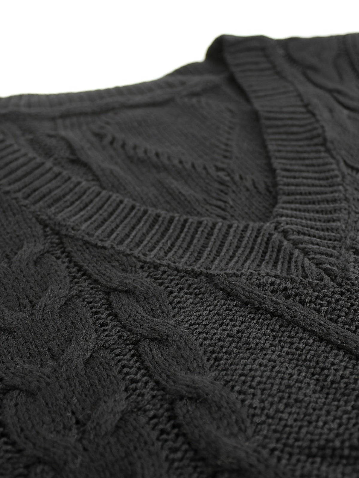Women's Cable-Knit V-Neck Sweater Vest in a Relaxed Fit