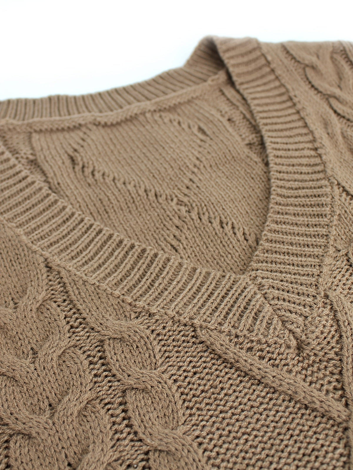 Women's Cable-Knit V-Neck Sweater Vest in a Relaxed Fit