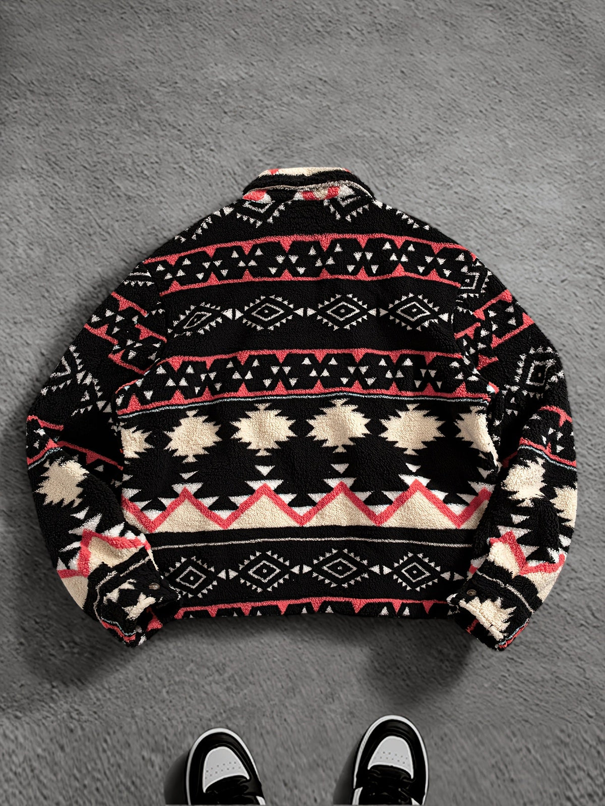 Men's Boxy Teddy Fleece Jacket with Full Zip and Welt Pockets