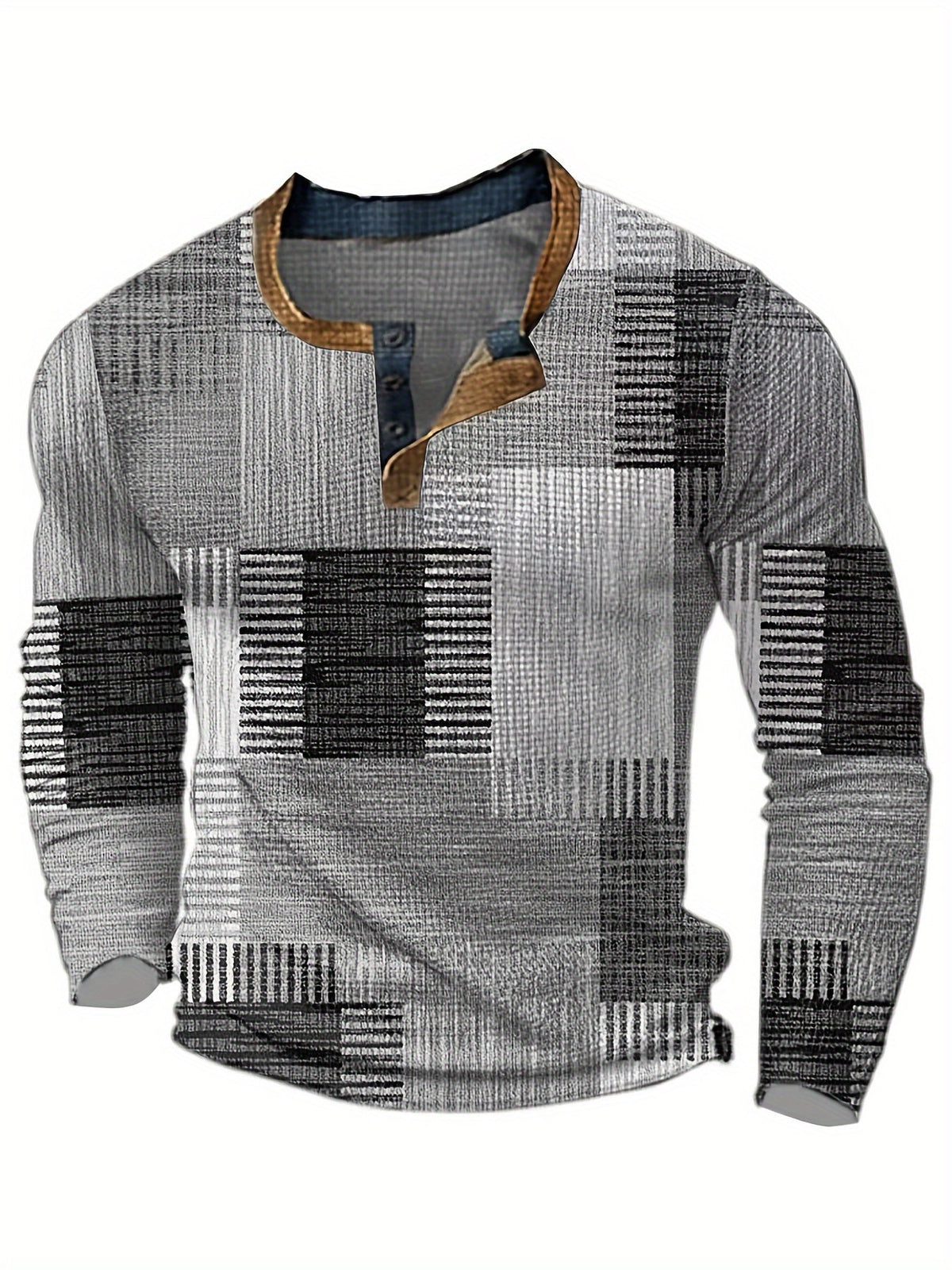 Men's Plaid Pattern Pullover Sweater with Crew Neck