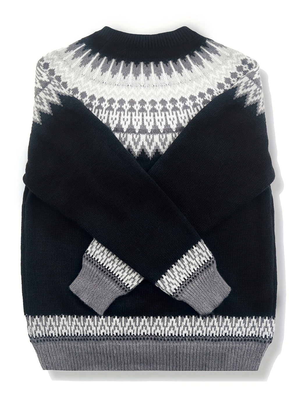 Women's Chunky Nature Motif Jacquard Crew Neck Pullover