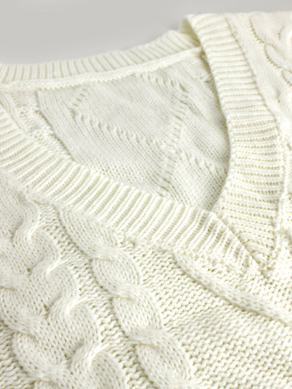 Women's Cable-Knit V-Neck Sweater Vest in a Relaxed Fit
