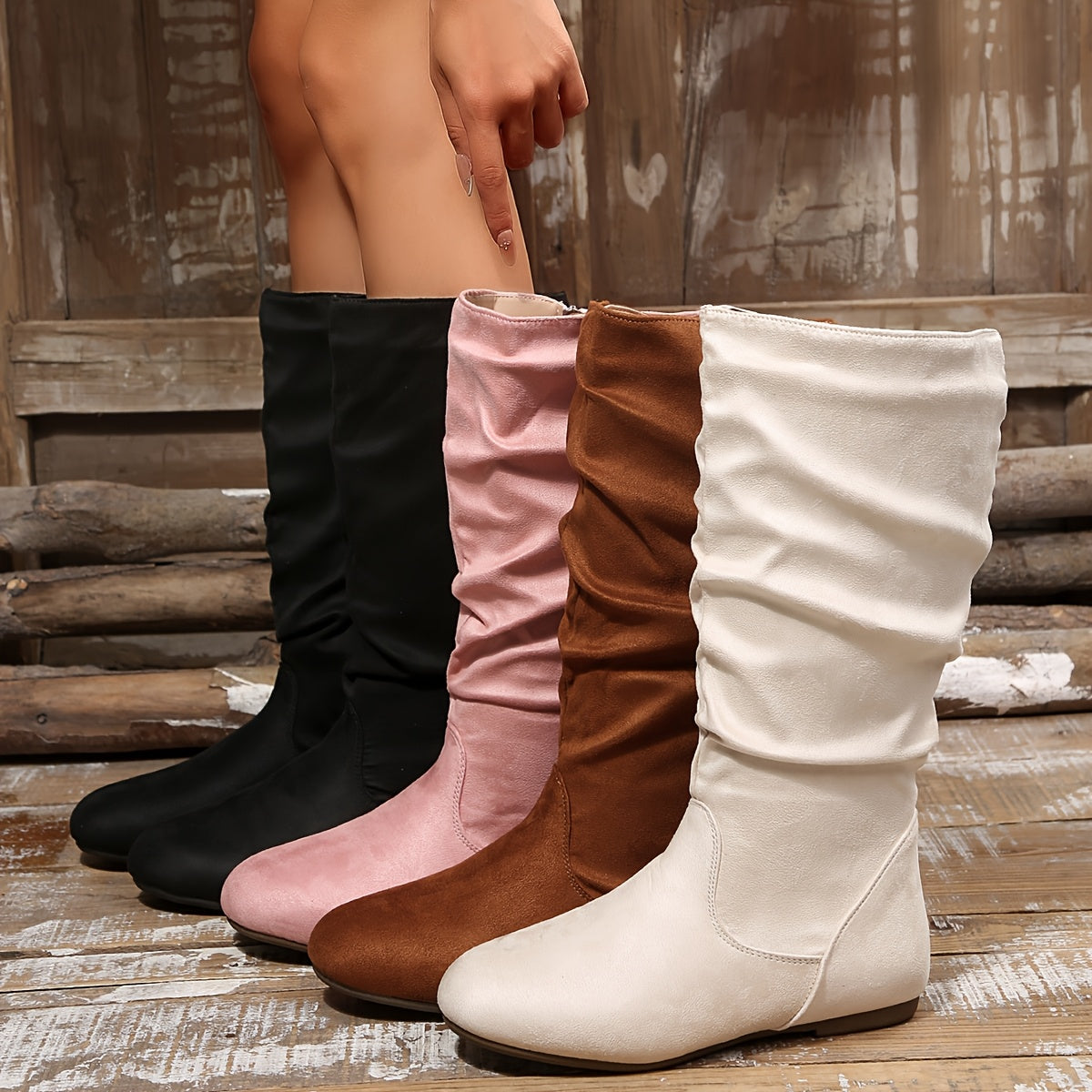 Women's Day-to-Night Slouch Mid-Calf Boots with Cushioned Footbed