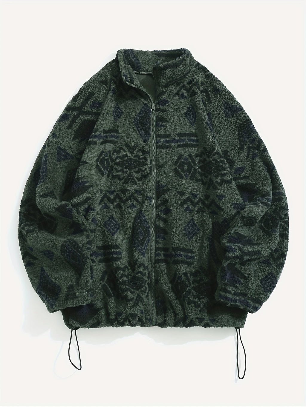 Women's Printed Plush Full-Zip Jacket with Adjustable Hem
