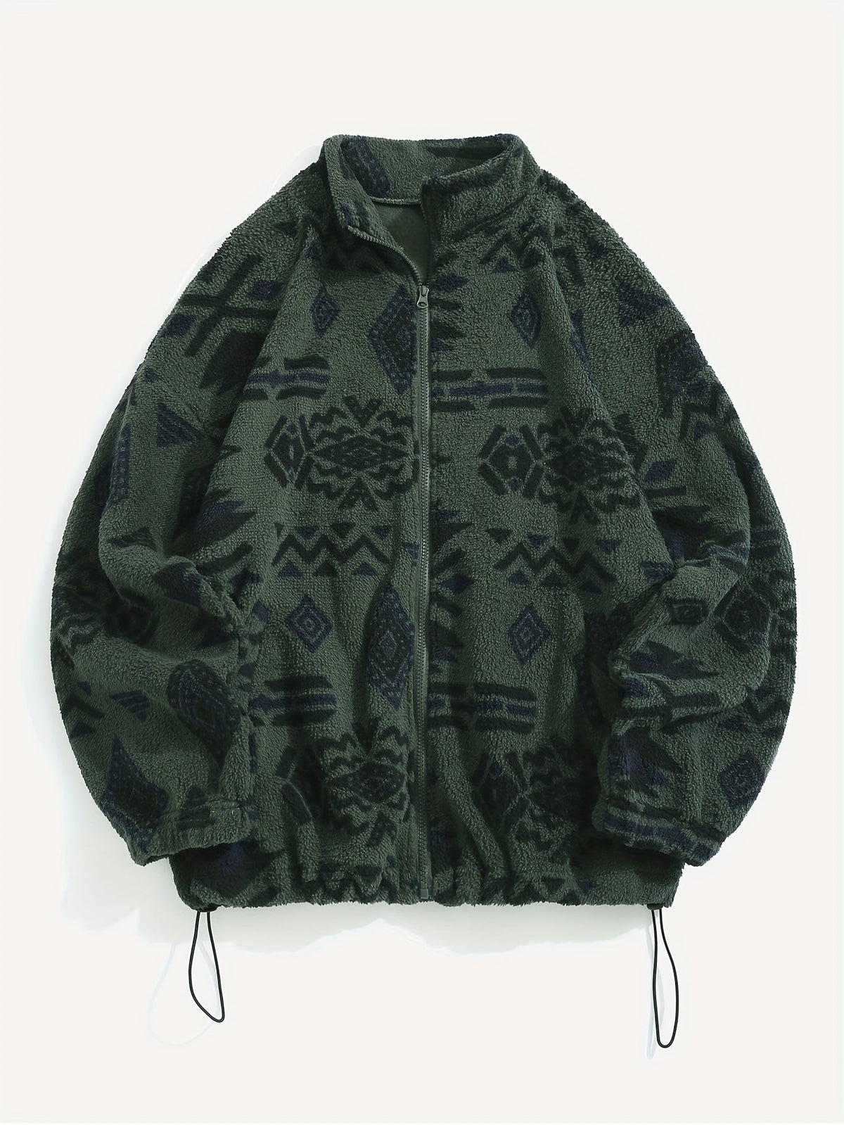 Women's Printed Plush Full-Zip Jacket with Adjustable Hem