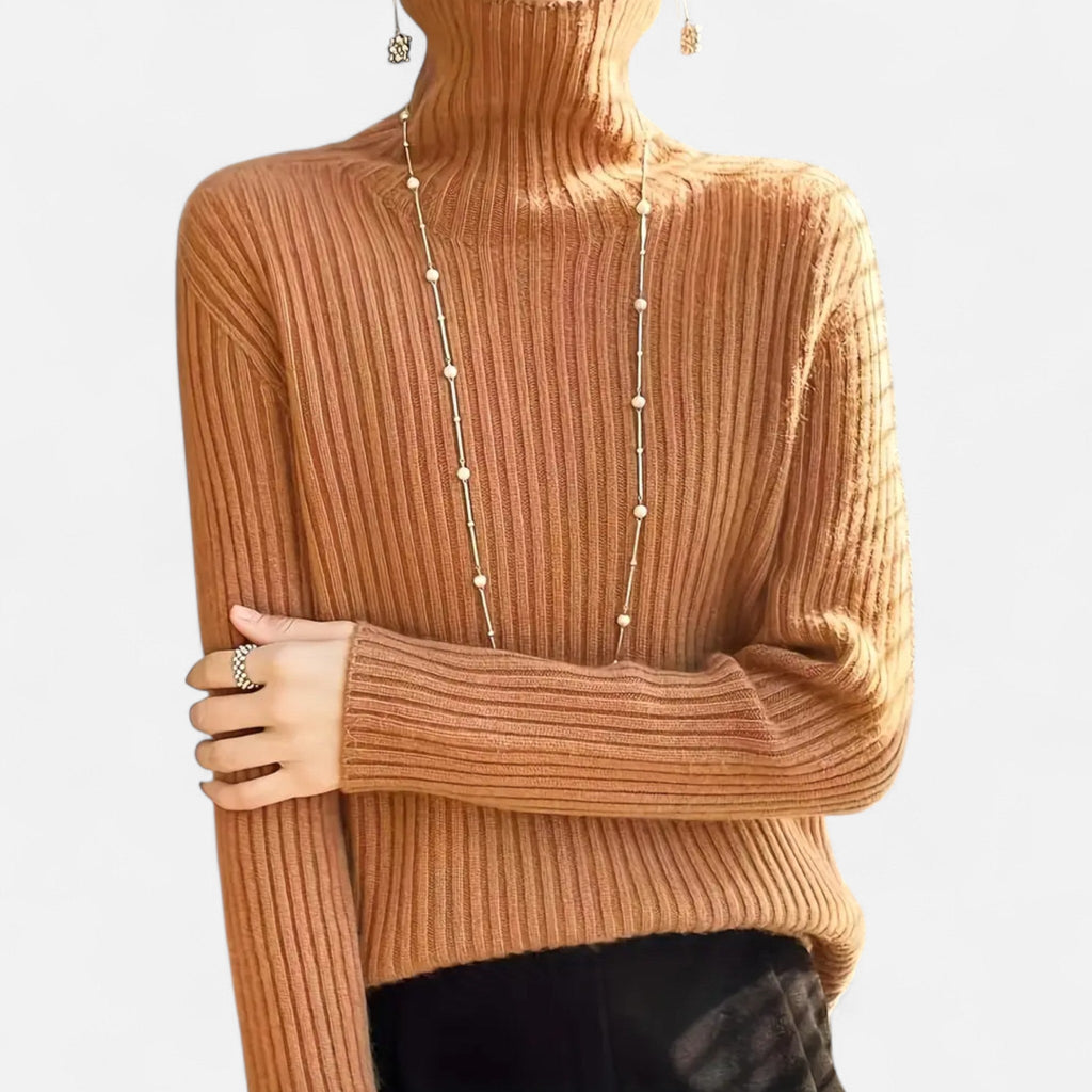 Women's Umbrella-Hem Turtleneck Sweater in Stretch Rib Knit