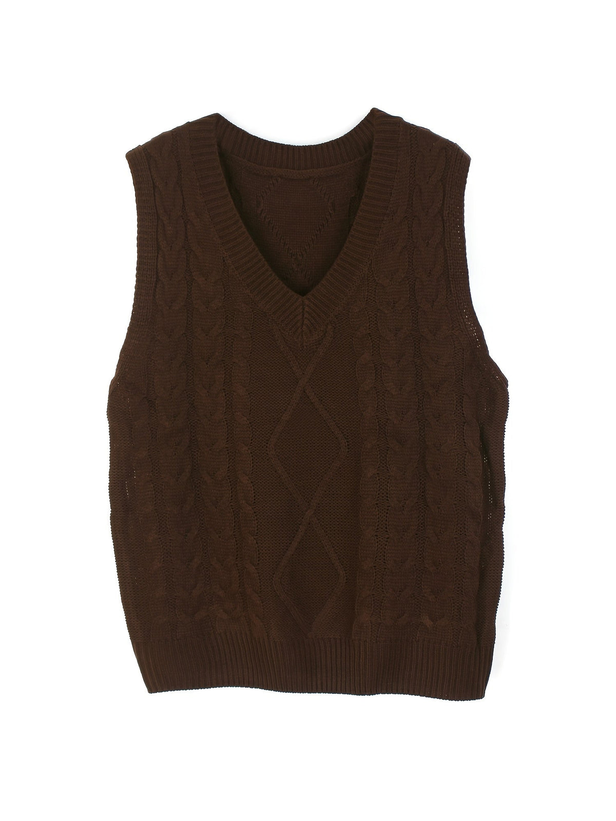 Women's Cable-Knit V-Neck Sweater Vest in a Relaxed Fit