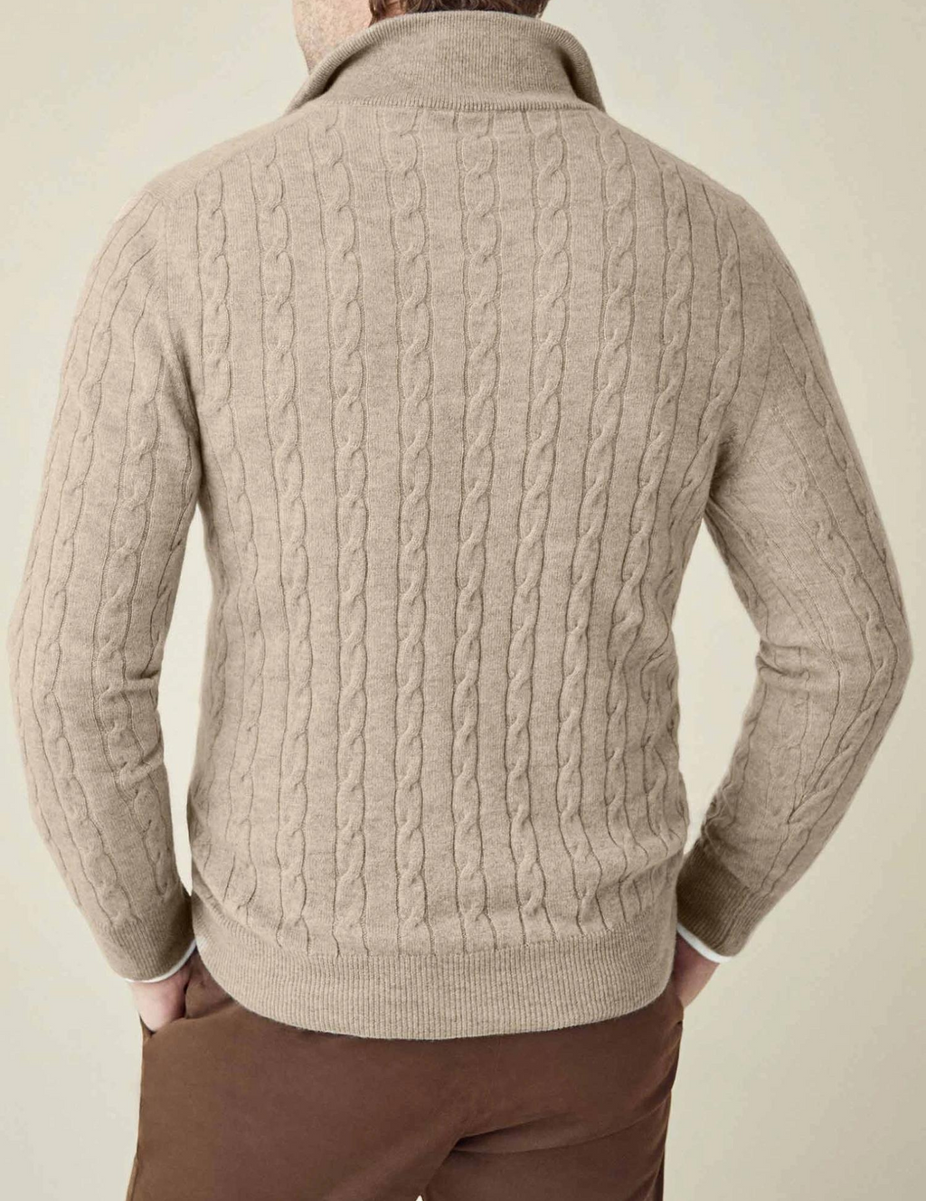 Men's Cable-Knit Zip-Collar Sweater in a Classic Fit
