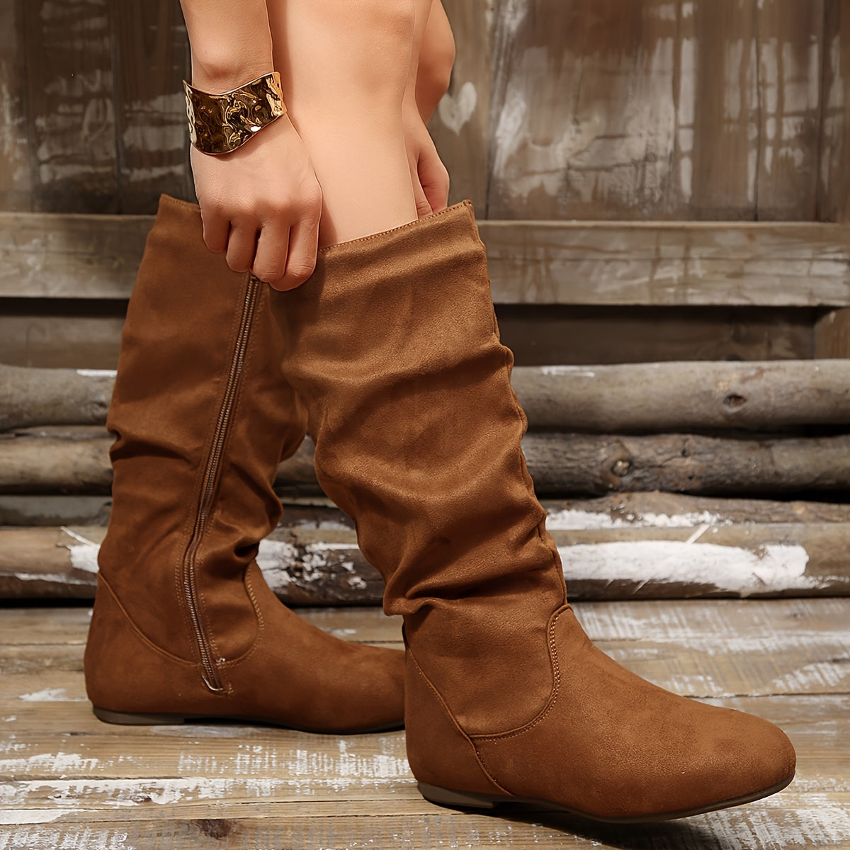 Women's Day-to-Night Slouch Mid-Calf Boots with Cushioned Footbed