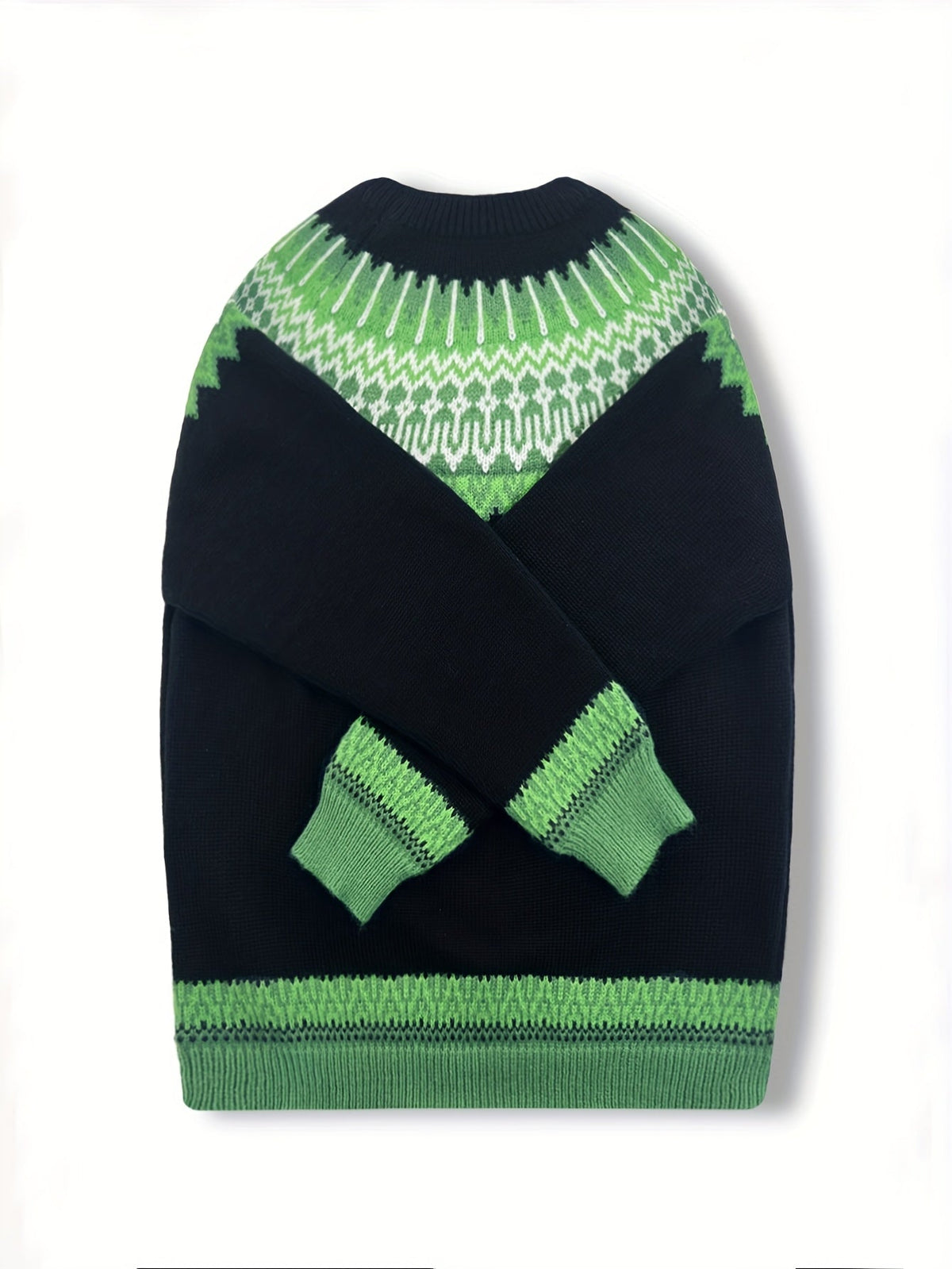 Women's Chunky Nature Motif Jacquard Crew Neck Pullover
