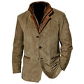 Men's Easy Smart-Casual Blazer Jacket with Classic Lapels - Khaki