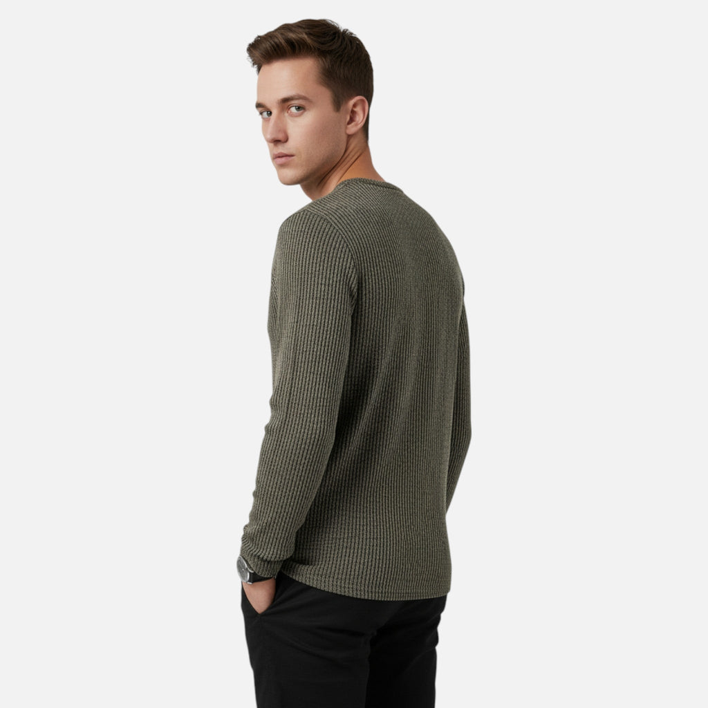Men's Cable-Knit Henley Sweater in a Cotton Blend