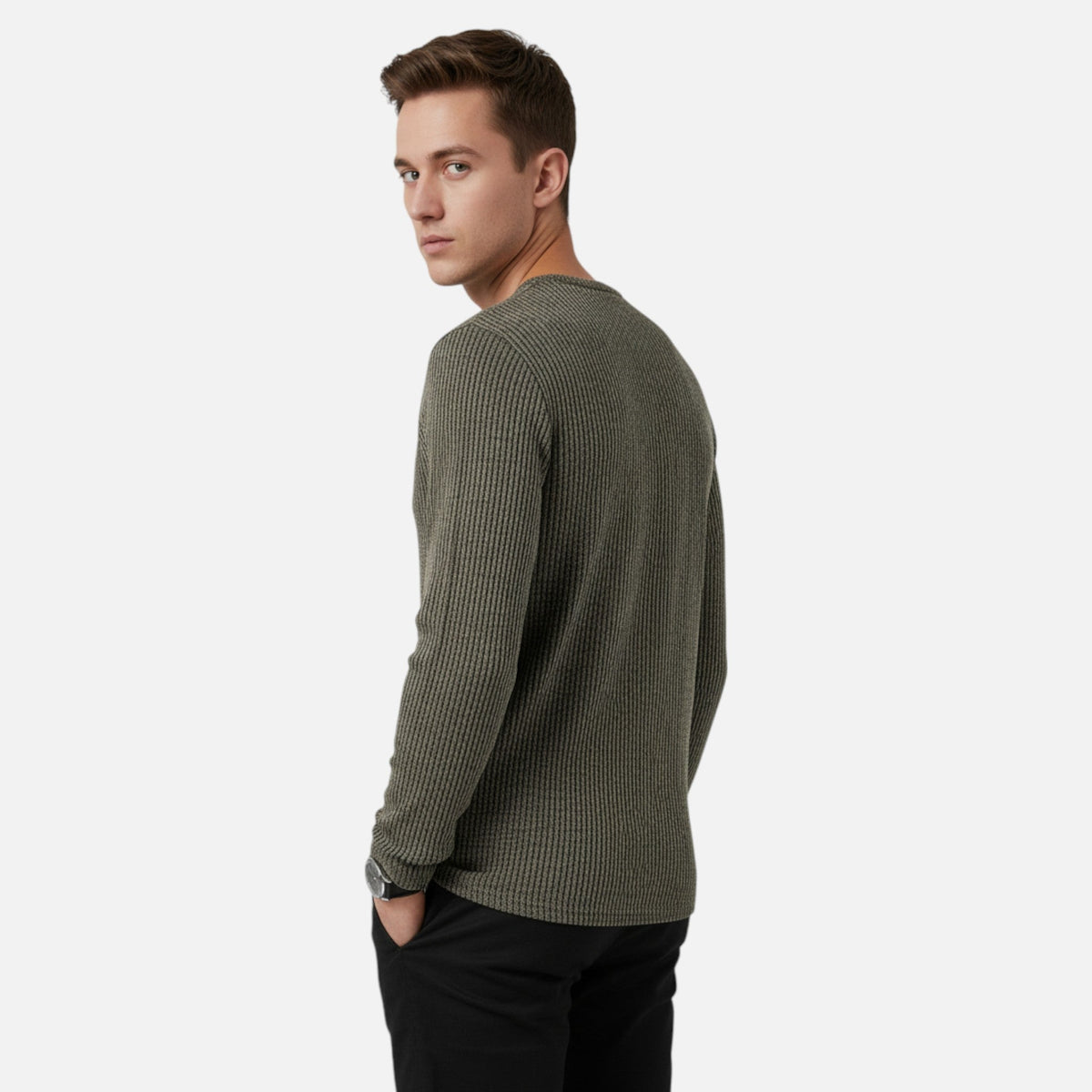 Men's Cable-Knit Henley Sweater in a Cotton Blend