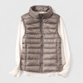 Women's Quilted Layering Vest with Light Rain Protection - Beige