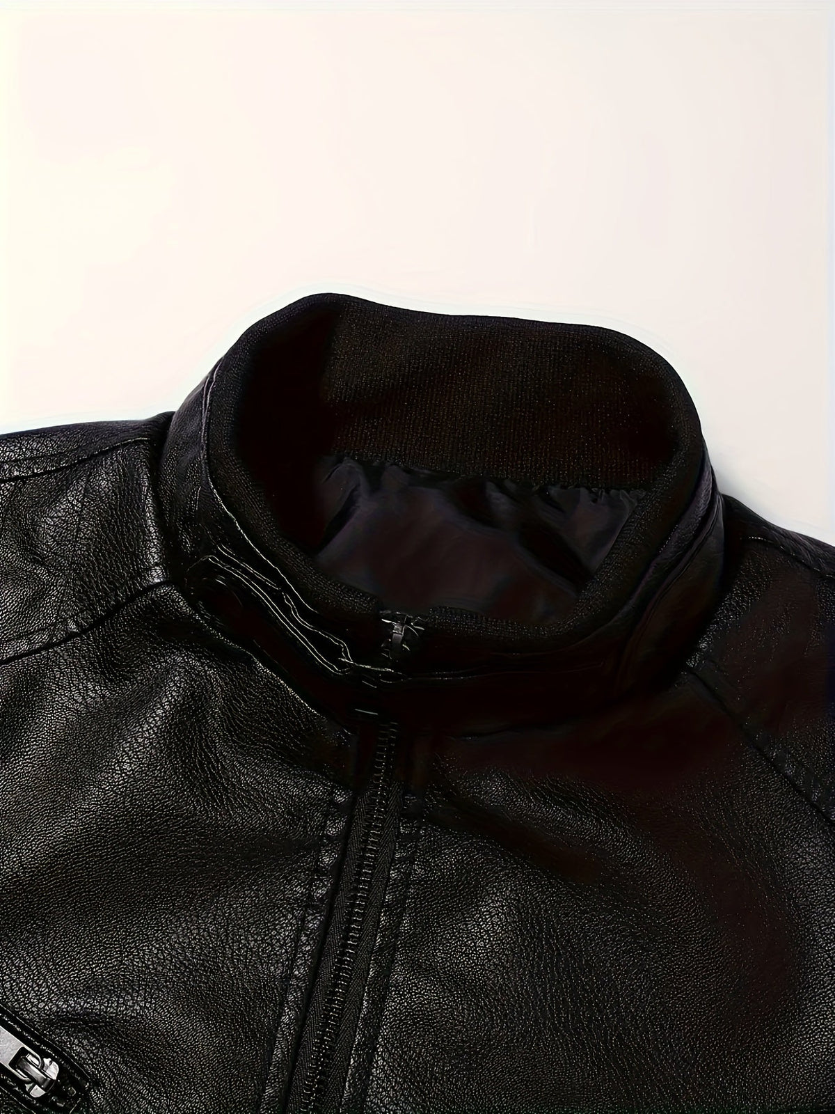 Men's Soft-Feel City Moto Jacket with Stand Collar