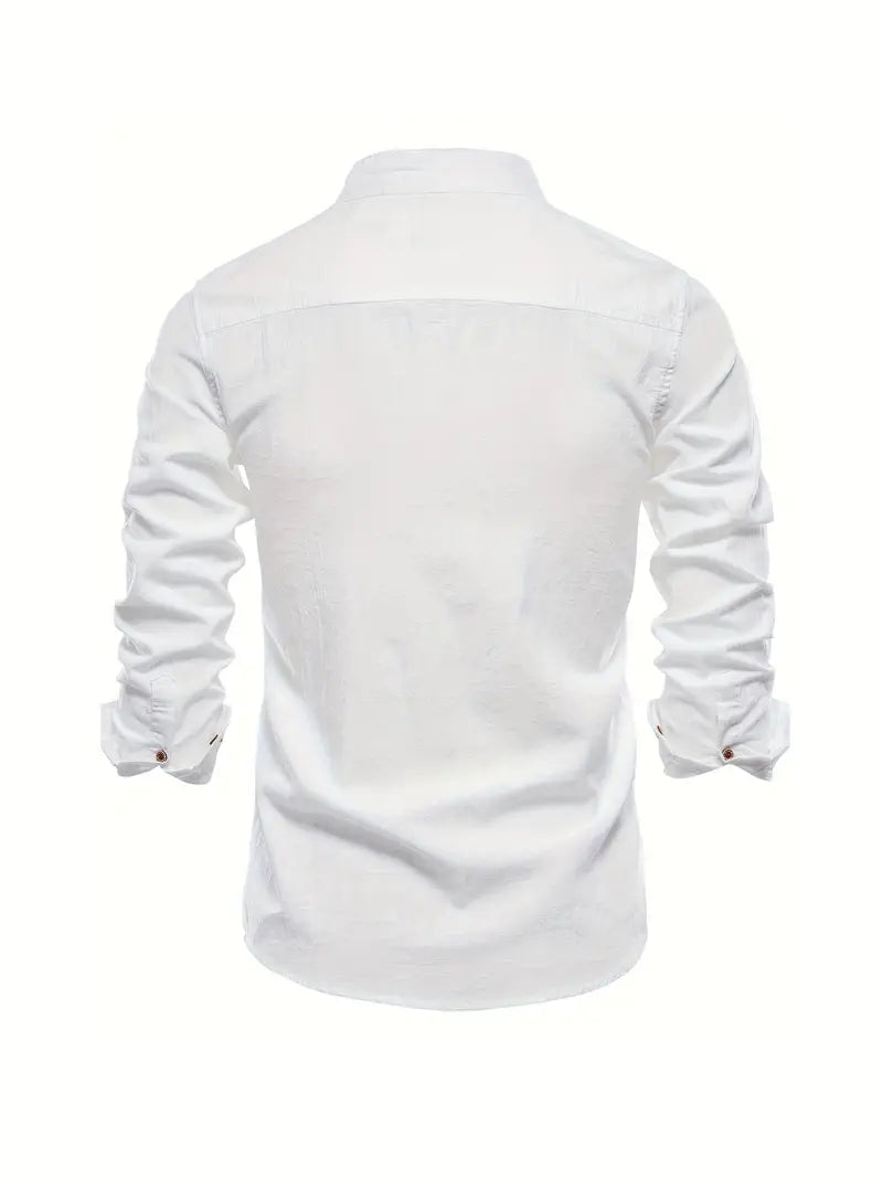 Men's Structured-Collar Slim Button-Up Shirt