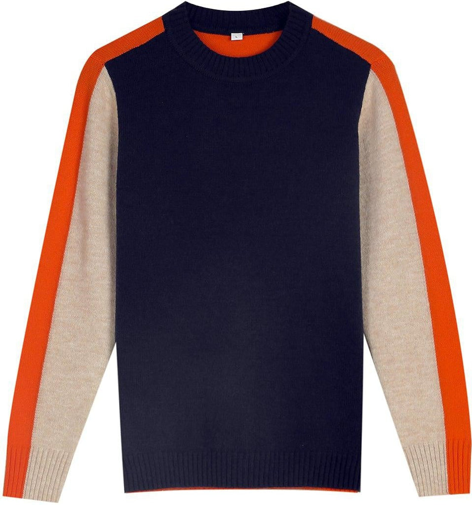 Women's Block-Striped Cotton Knit Sweater in a Fitted Cut