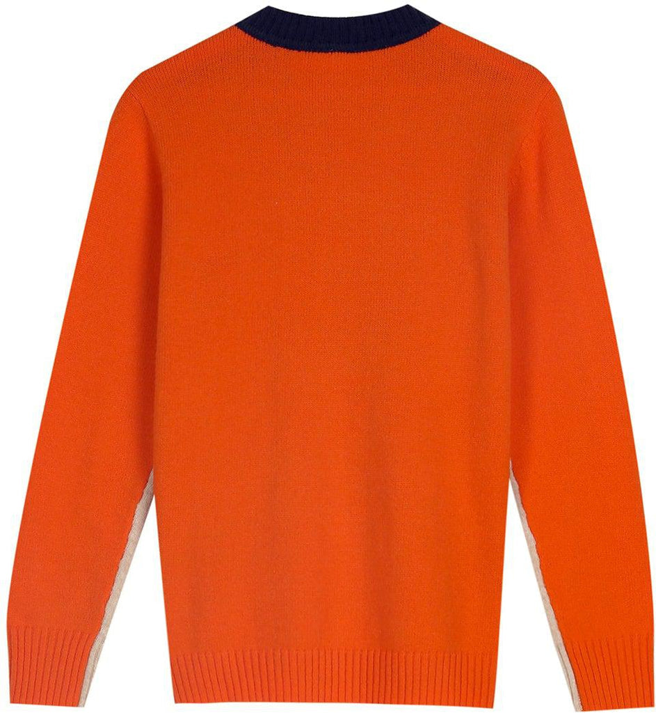 Women's Block-Striped Cotton Knit Sweater in a Fitted Cut