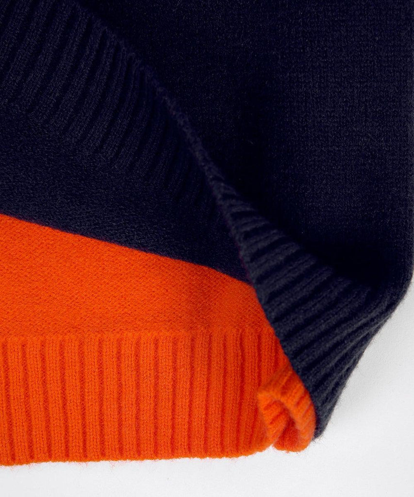 Women's Block-Striped Cotton Knit Sweater in a Fitted Cut