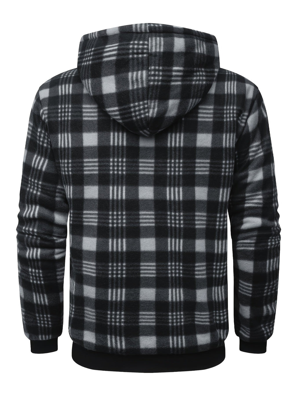 Men's Plush-Lined Zip-Up Hooded Jacket in Solid or Plaid
