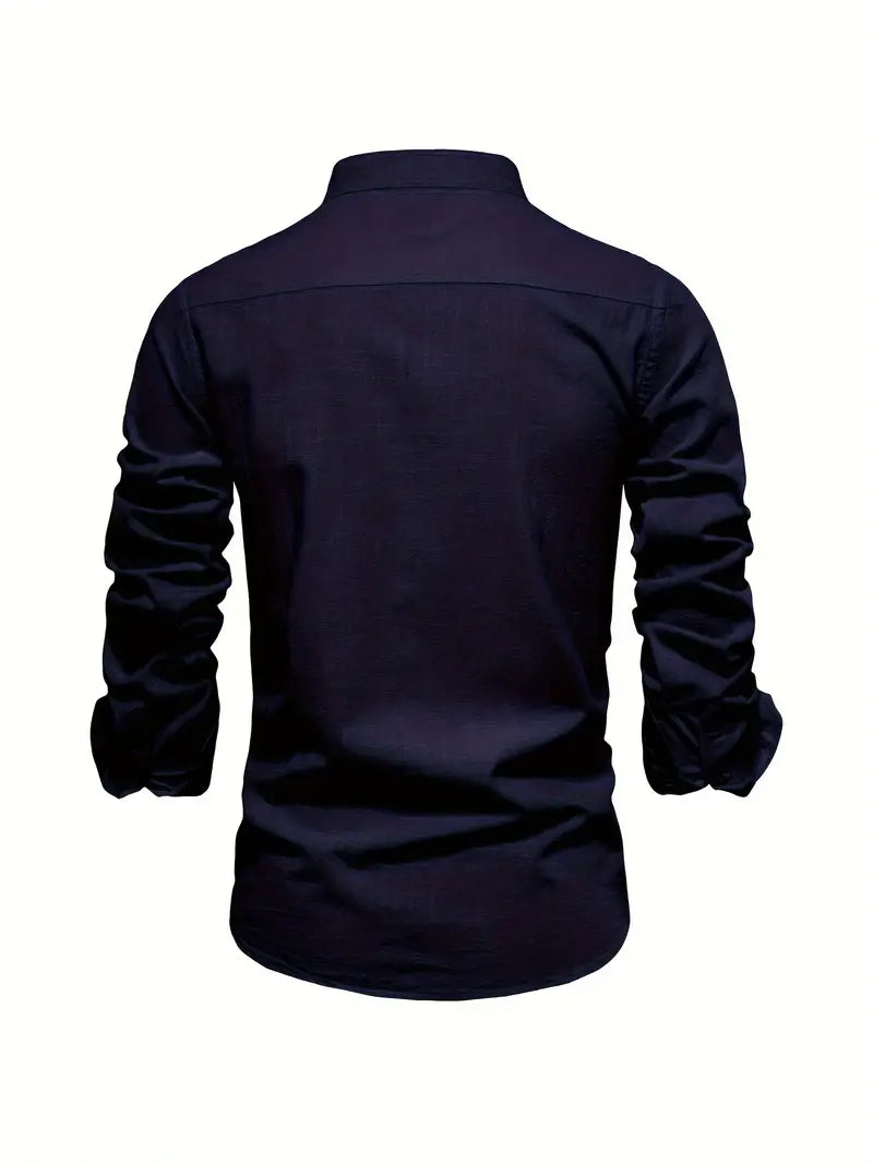 Men's Structured-Collar Slim Button-Up Shirt