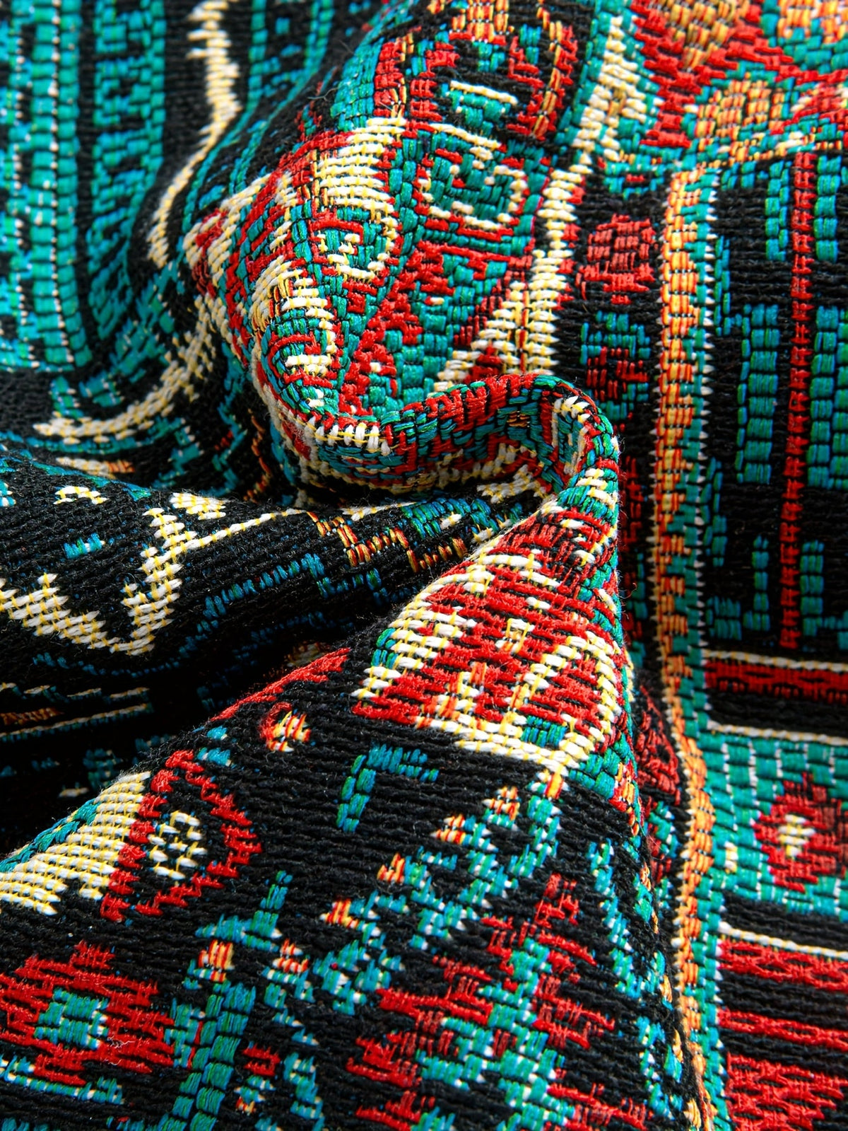 Men's Lapel-Collar Zip Jacket in an Artisan Woven Pattern
