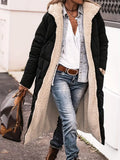 Women's Reversible Hooded Sherpa Puffer Longline Coat - Black