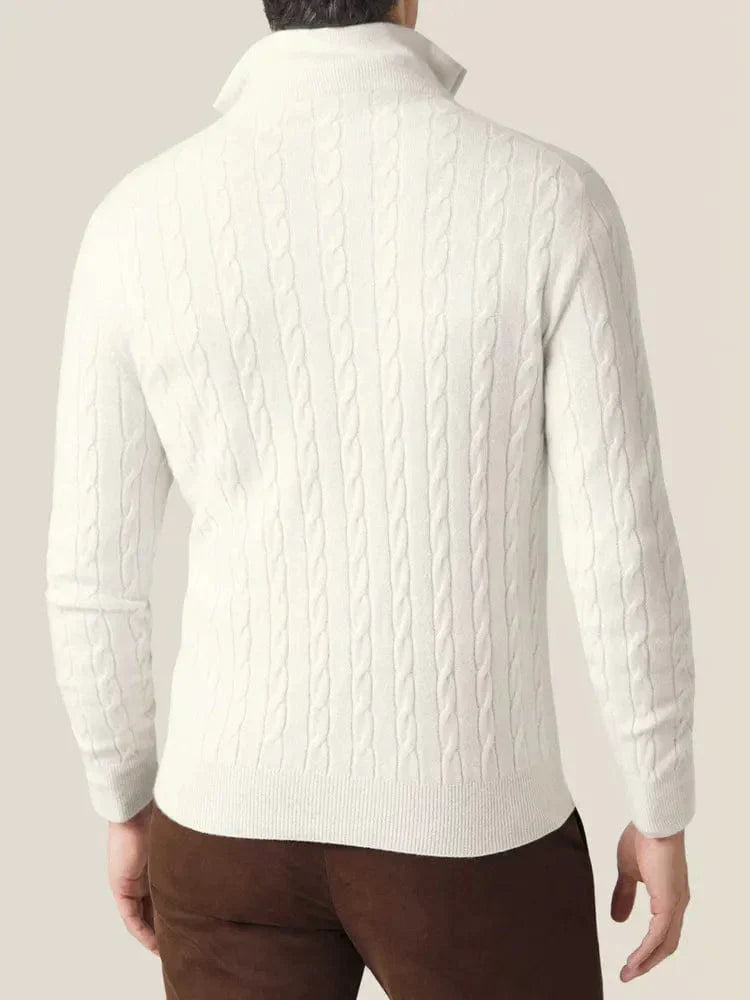 Men's Cable-Knit Zip-Collar Sweater in a Classic Fit