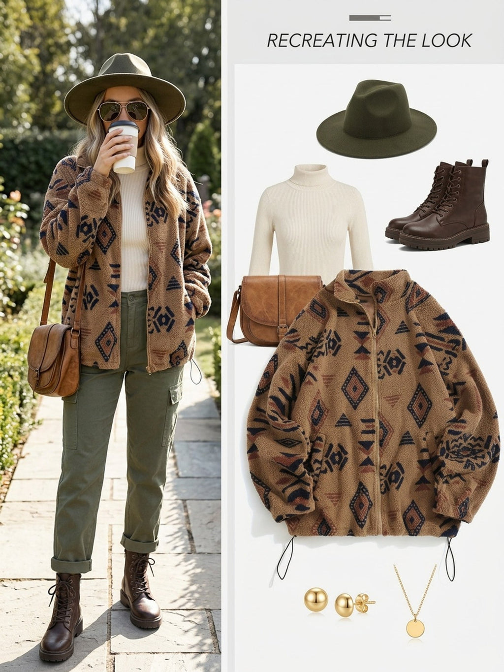 Women's Printed Plush Full-Zip Jacket with Adjustable Hem