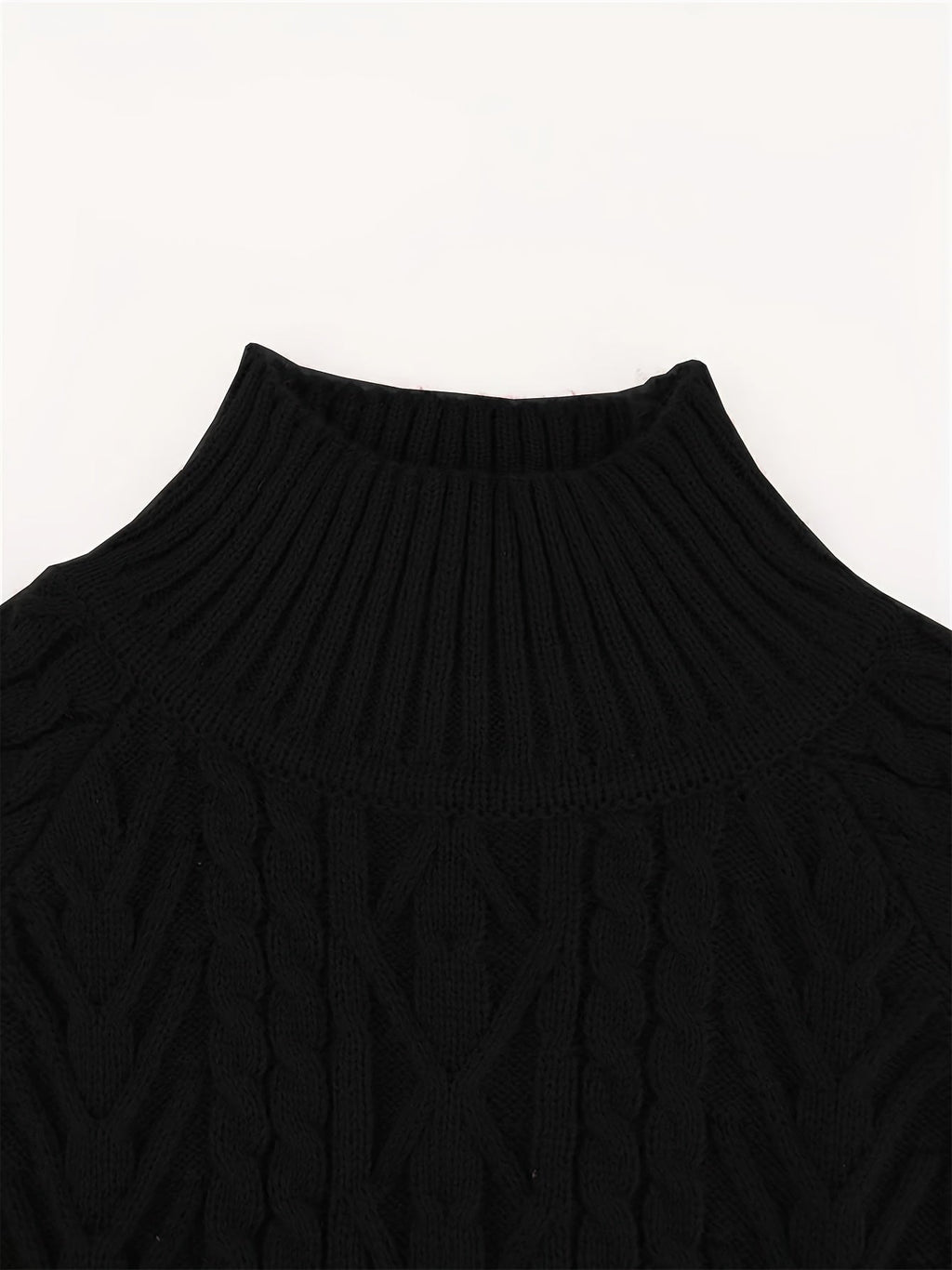 Women's Easy-Drape Cable-Knit Sweater with Half-High Collar
