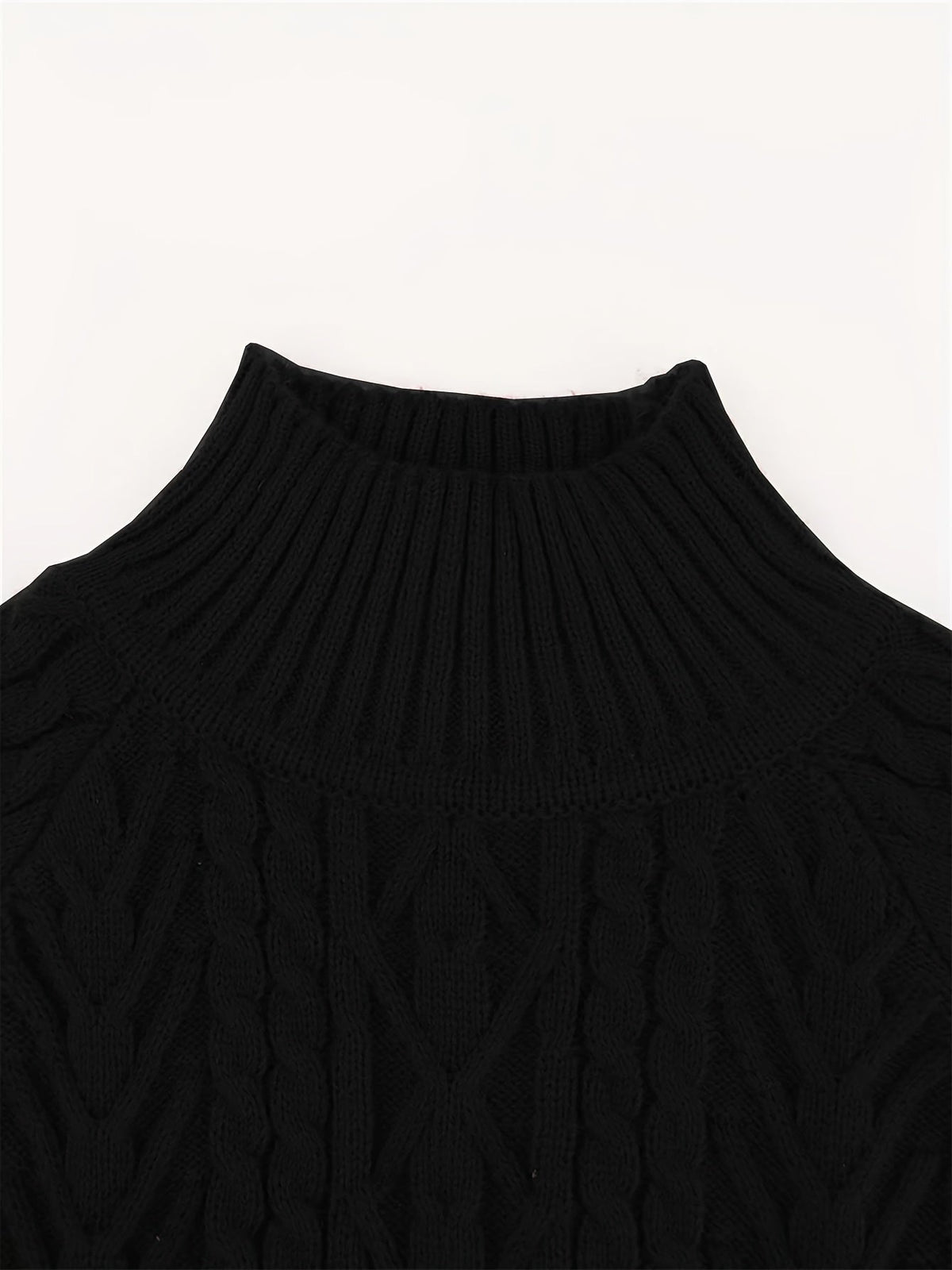 Women's Easy-Drape Cable-Knit Sweater with Half-High Collar