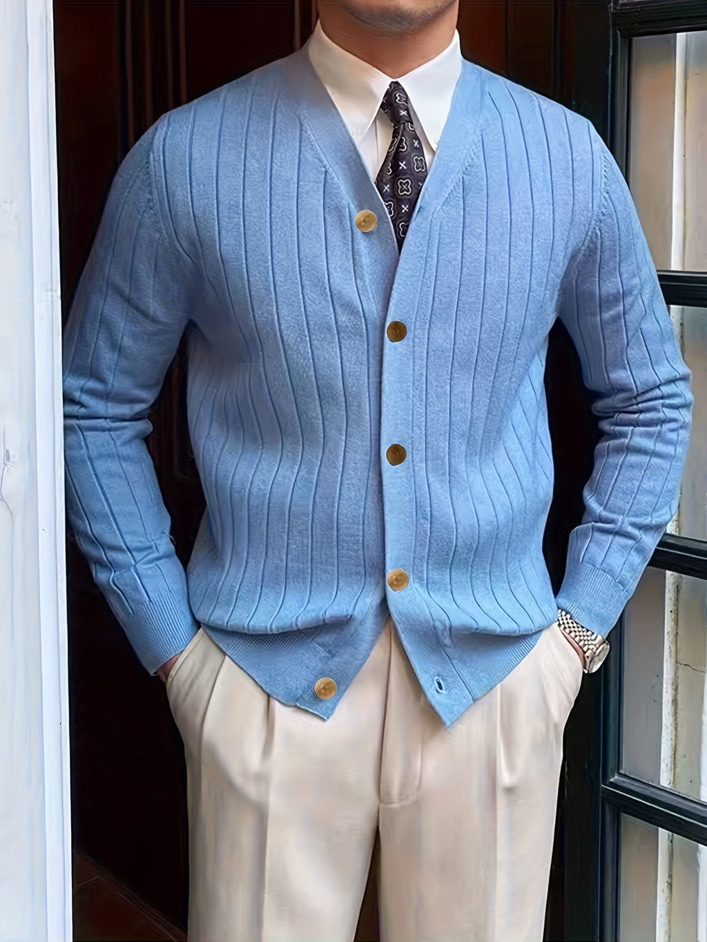 Men's Relaxed Button-Up Cardigan Sweater for Cool Mornings