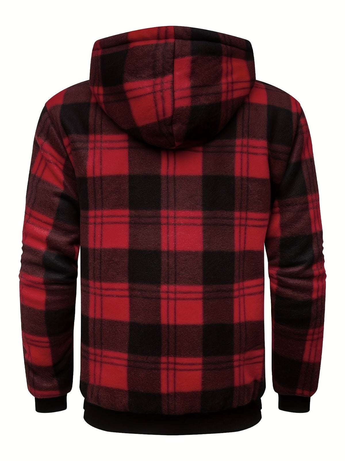 Men's Plush-Lined Zip-Up Hooded Jacket in Solid or Plaid