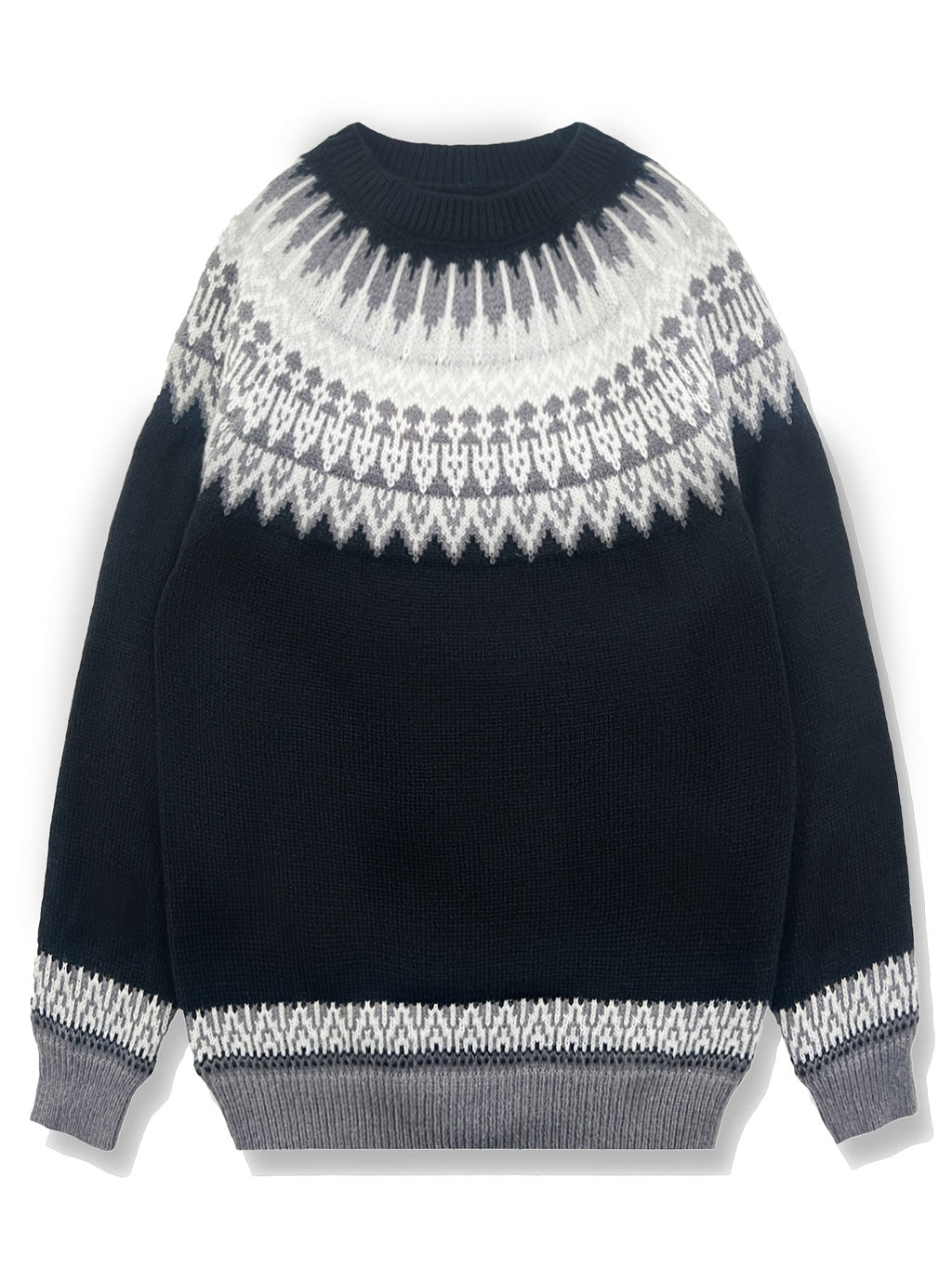 Women's Chunky Nature Motif Jacquard Crew Neck Pullover