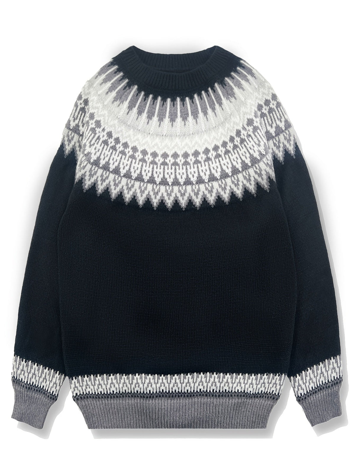 Women's Chunky Nature Motif Jacquard Crew Neck Pullover