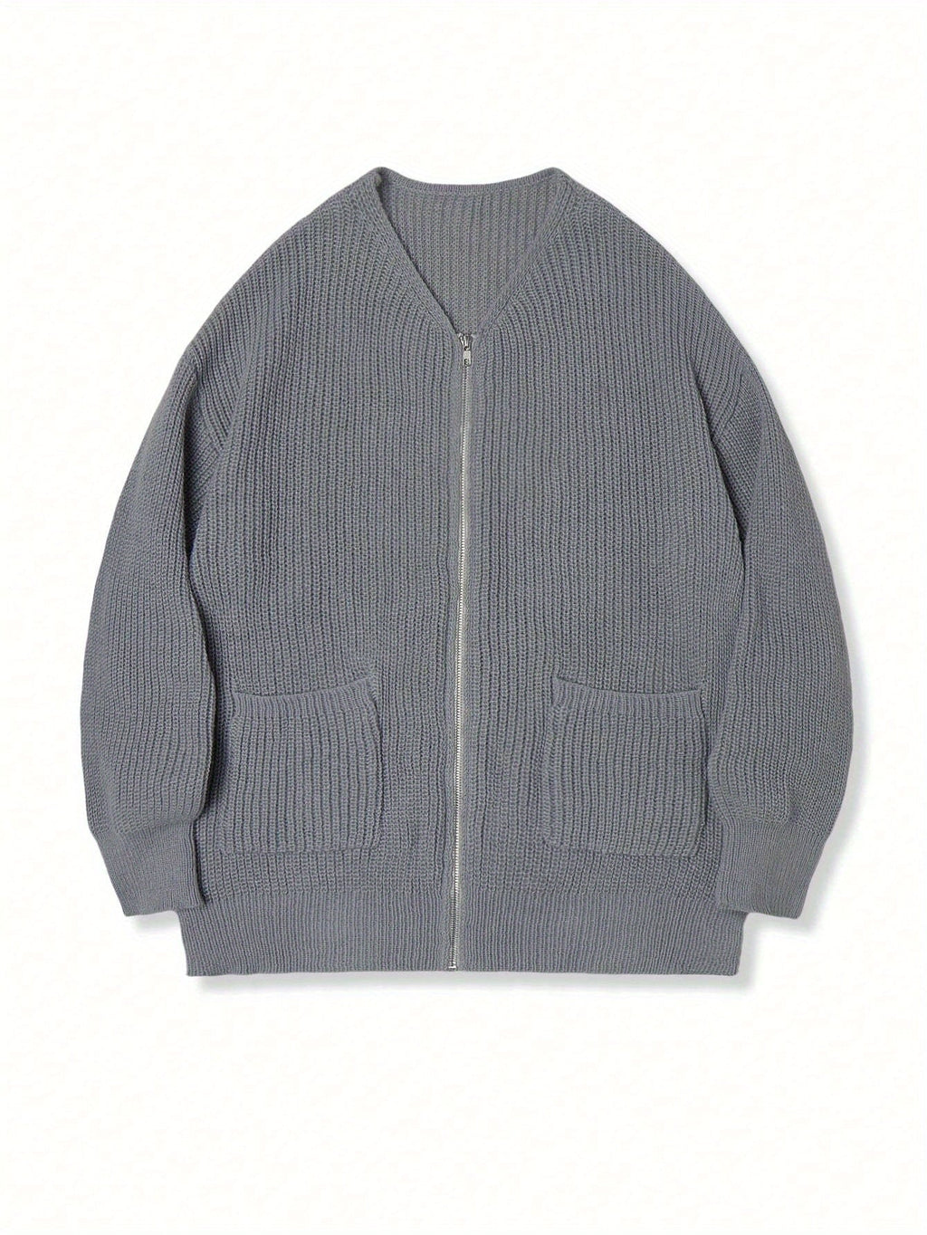 Men's Soft Textured Zip-Front Knit Cardigan in Relaxed Fit