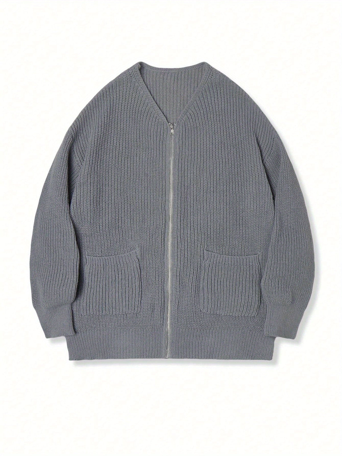 Men's Soft Textured Zip-Front Knit Cardigan in Relaxed Fit