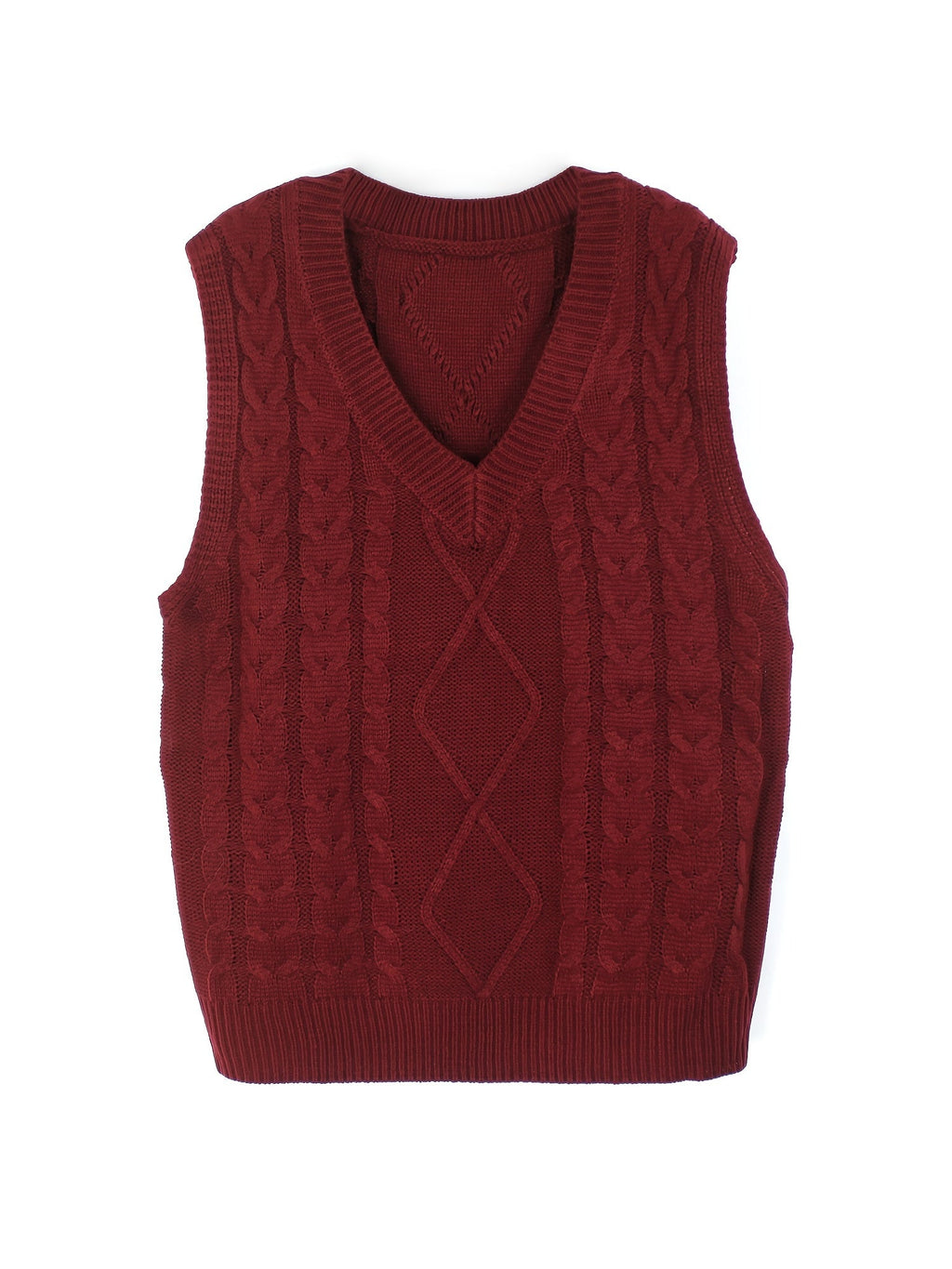Women's Cable-Knit V-Neck Sweater Vest in a Relaxed Fit
