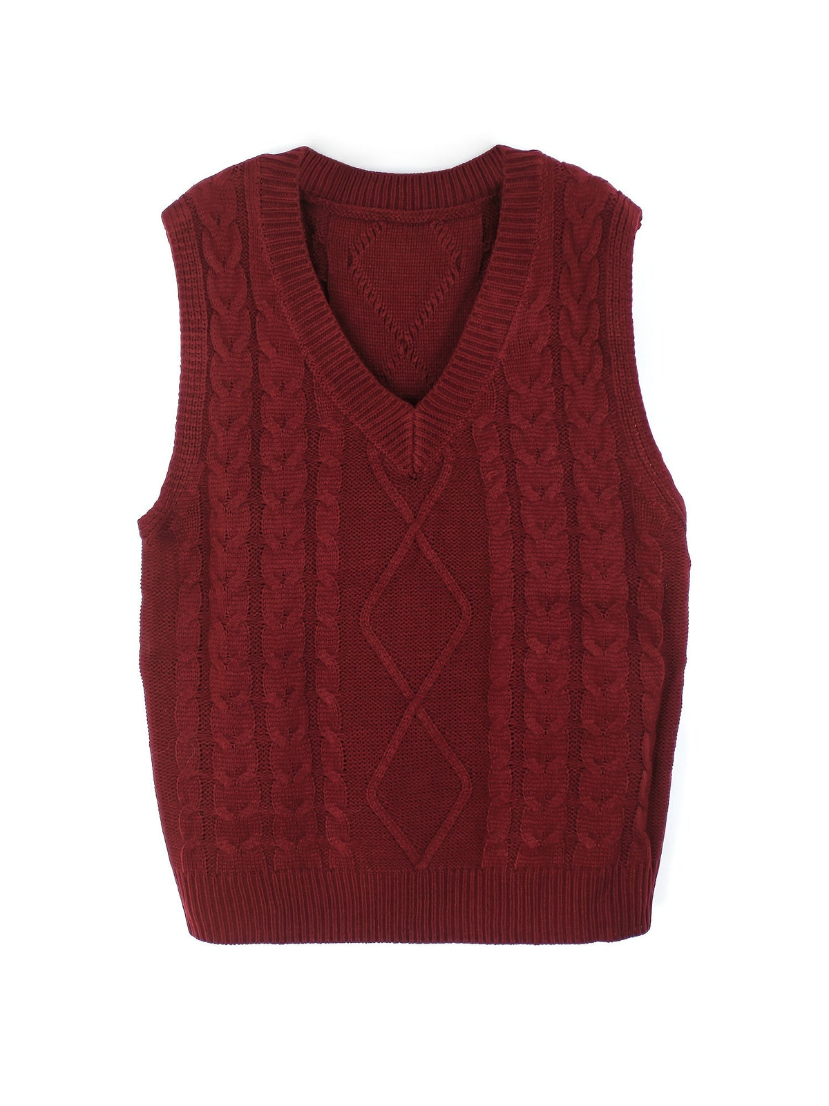 Women's Cable-Knit V-Neck Sweater Vest in a Relaxed Fit