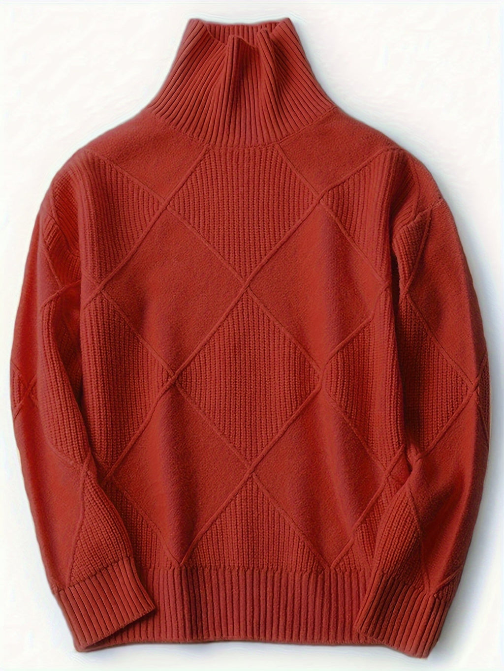 Women's Plus-Size Diamond Knit Turtleneck Sweater in a Relaxed Fit