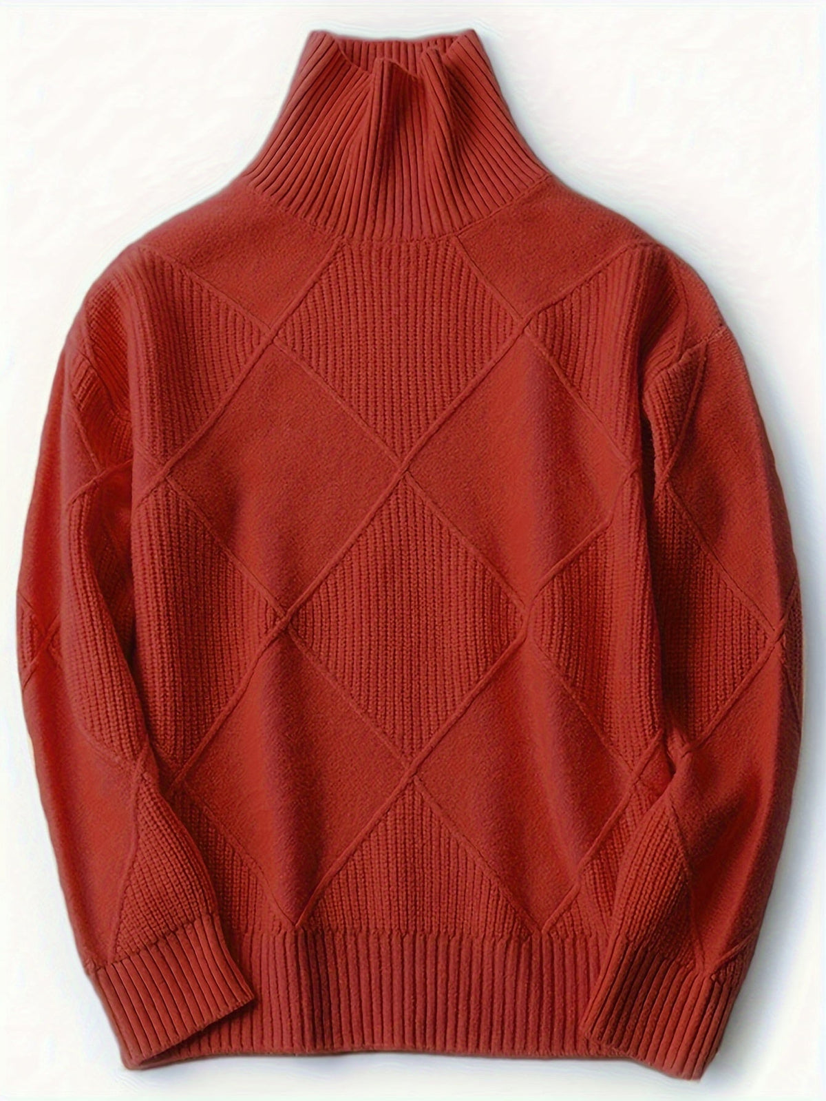 Women's Plus-Size Diamond Knit Turtleneck Sweater in a Relaxed Fit