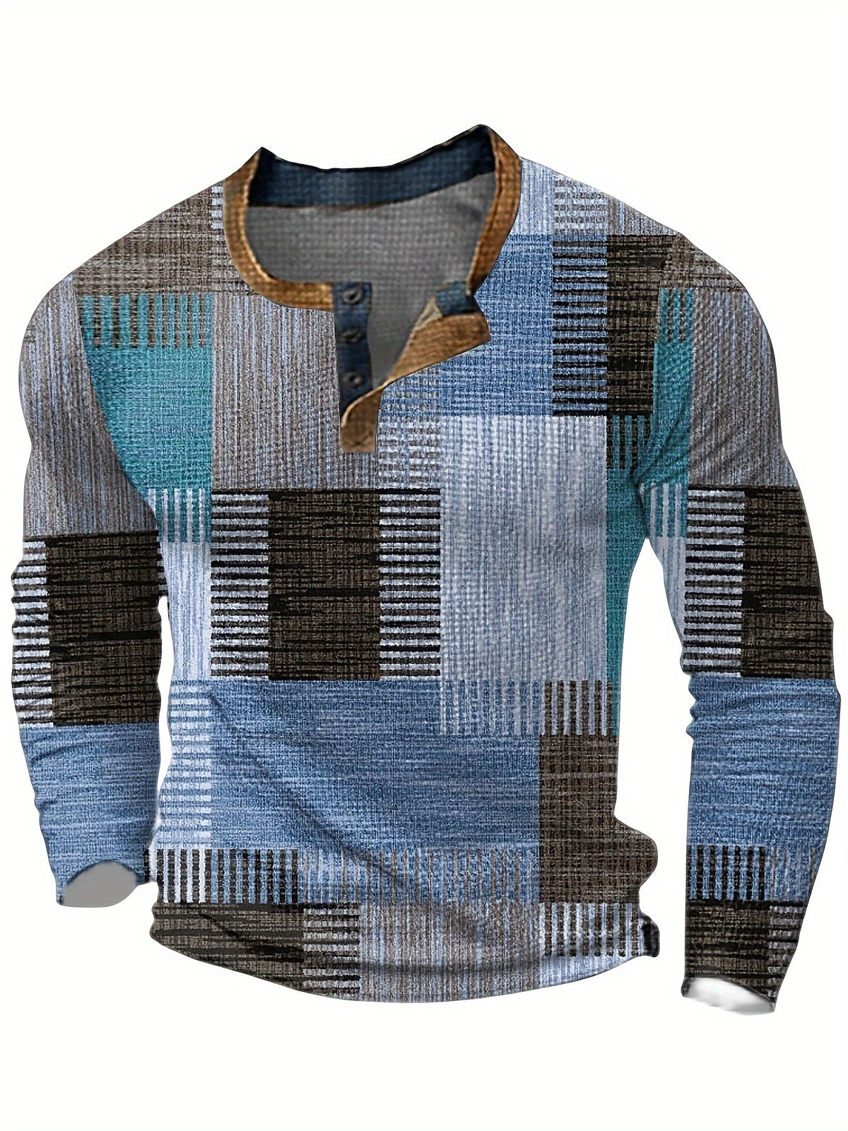 Men's Plaid Pattern Pullover Sweater with Crew Neck