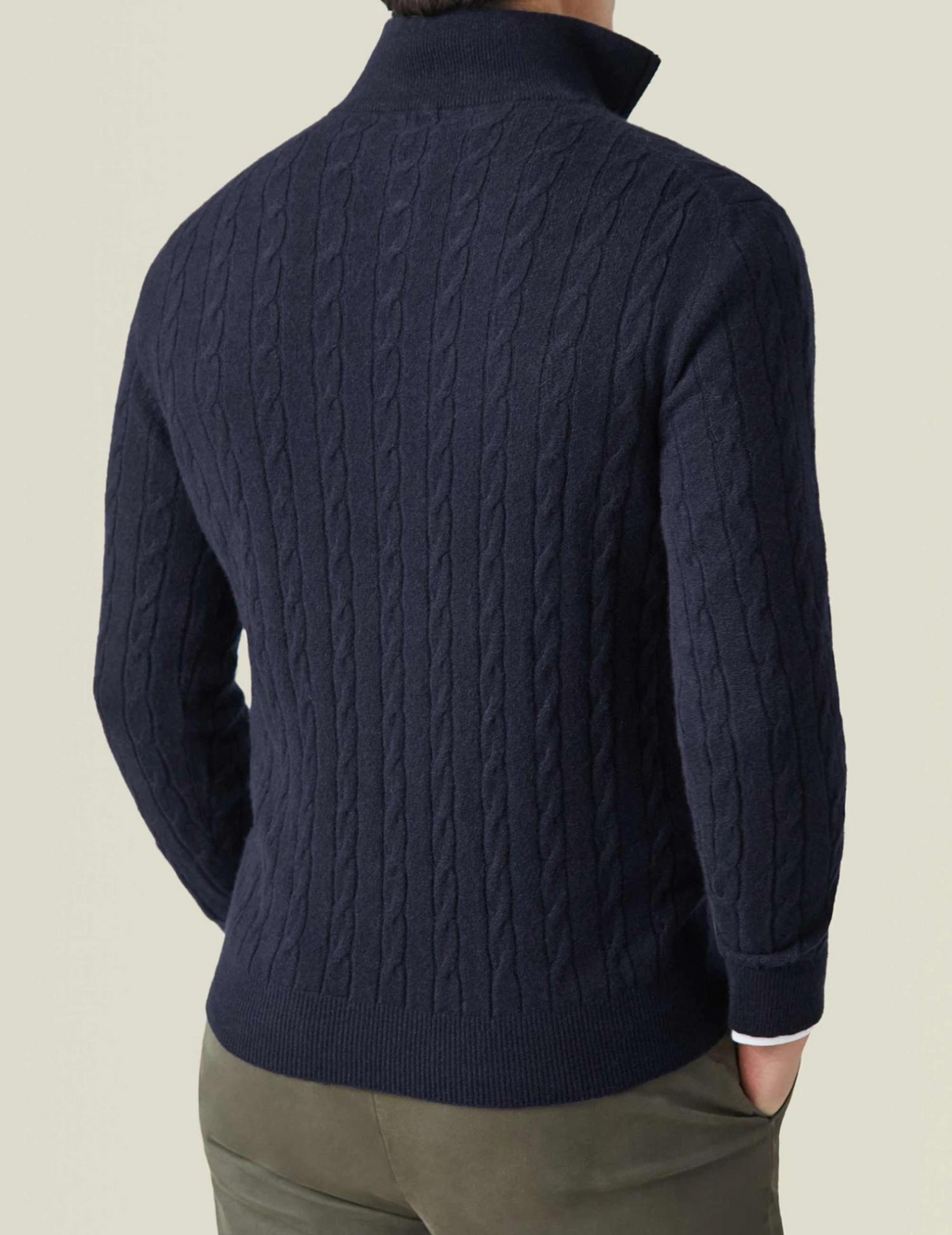 Men's Cable-Knit Zip-Collar Sweater in a Classic Fit