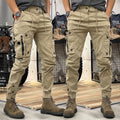 Men's Vintage Utility Cargo Pants with Structured Fit - Beige