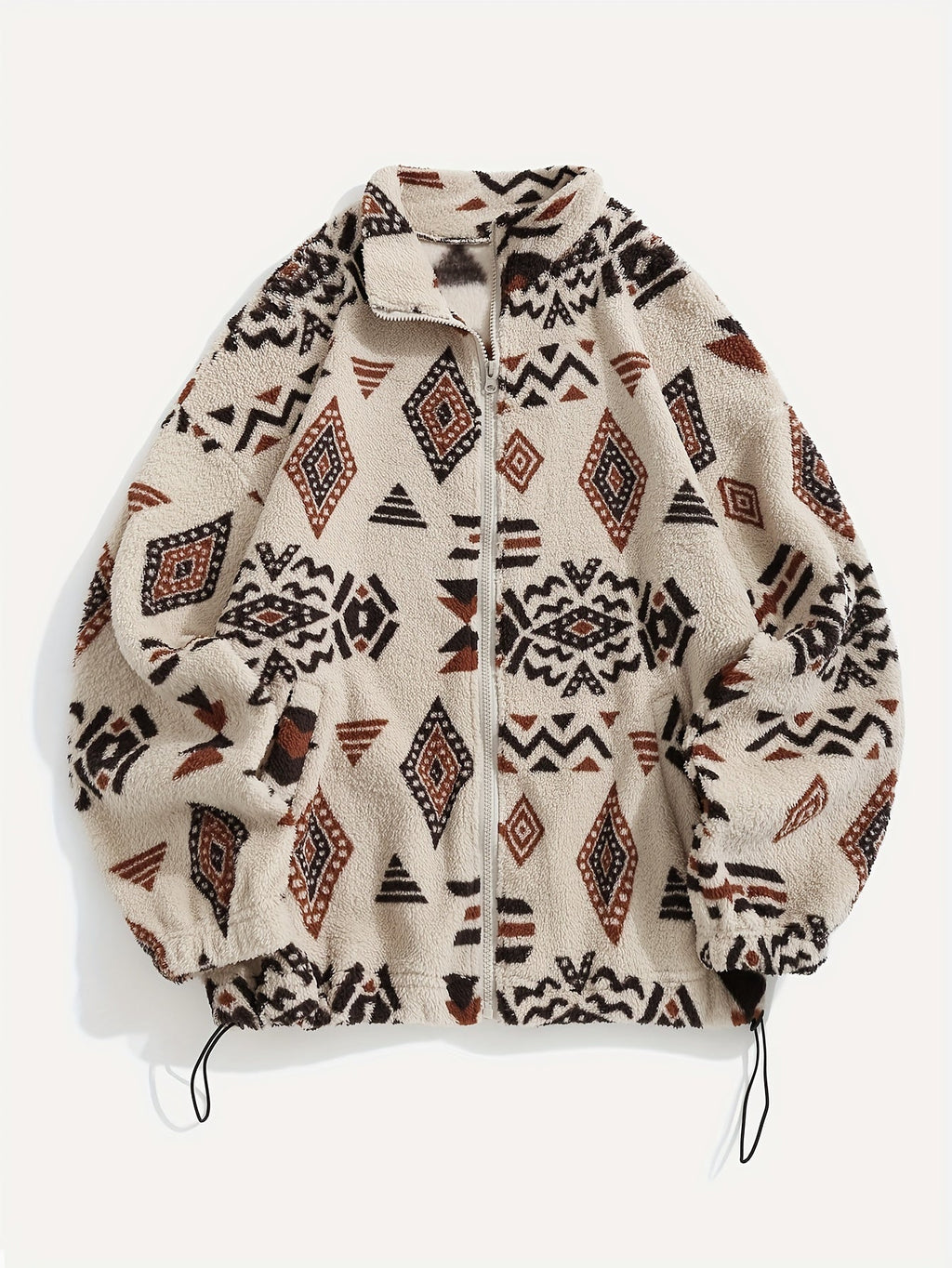 Women's Printed Plush Full-Zip Jacket with Adjustable Hem