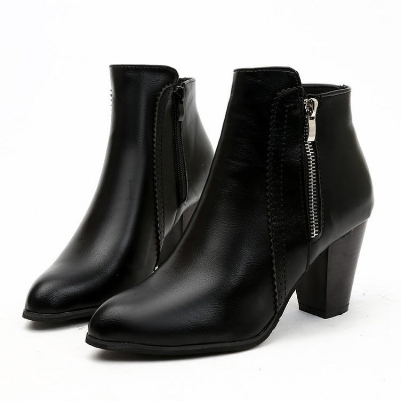 Women's Day-to-Night Block Heel Booties with Side Zipper