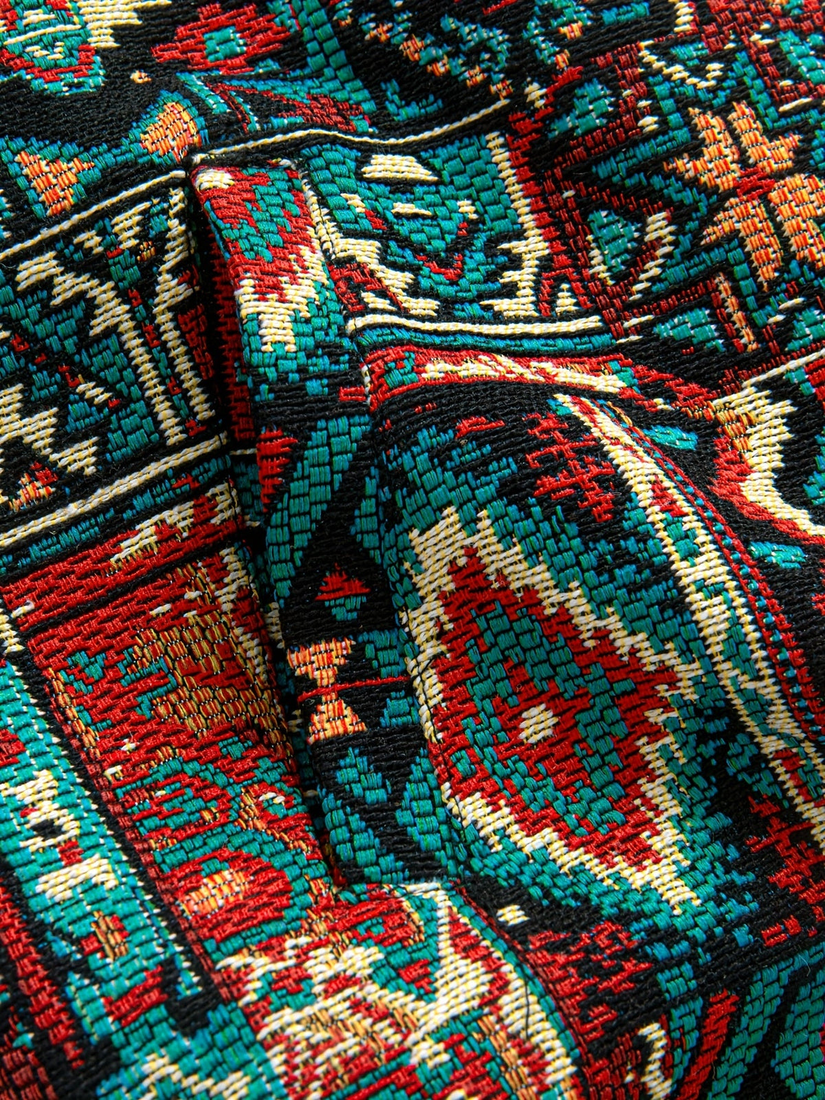 Men's Lapel-Collar Zip Jacket in an Artisan Woven Pattern