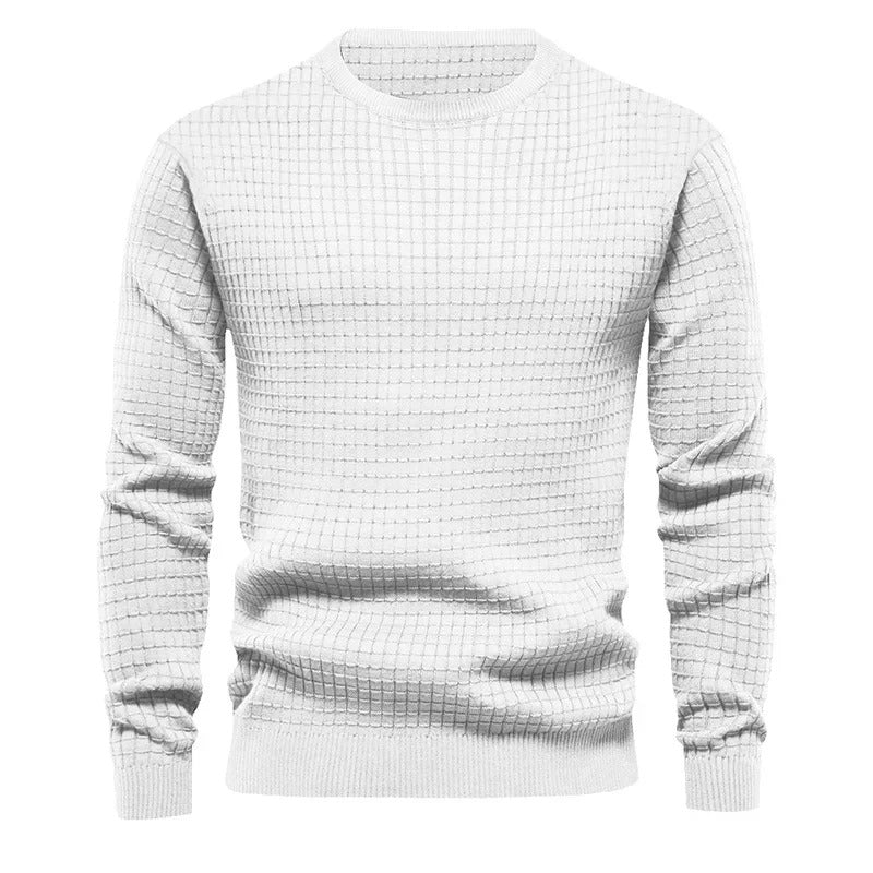 Men's Classic Waffle-Knit Pullover Sweater - White